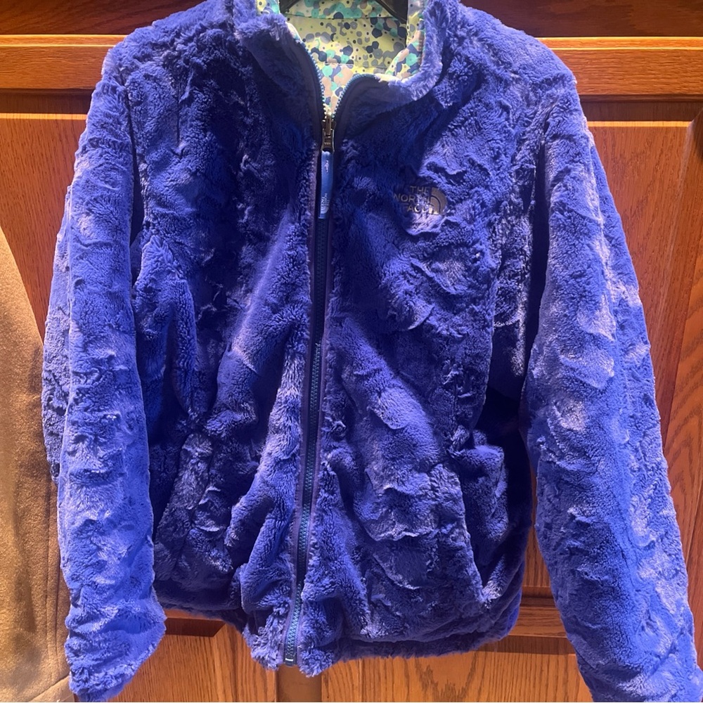 The North Face size large 14 Kids Royal Blue Fleece Jacket reversible